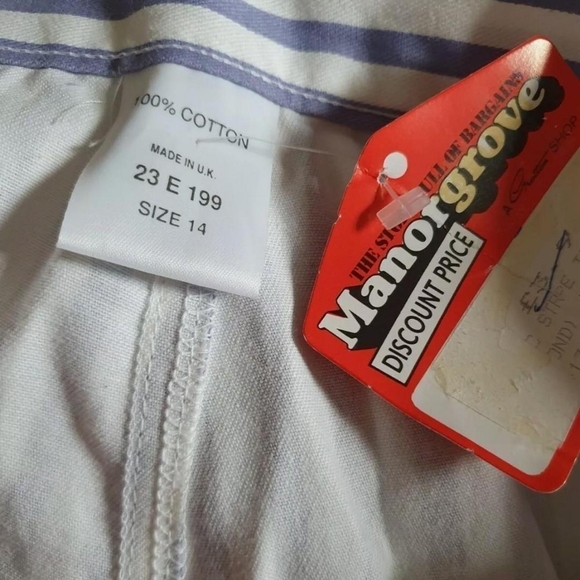 Vintage original 80s cotton blue/white Striped denim trousers. Uk 14 - Picture 4 of 4